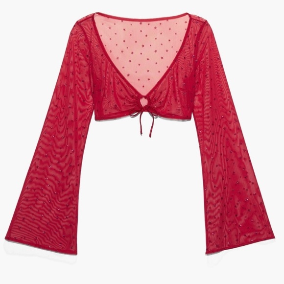 (B10) Savage X Fenty Gift Me More Red A Starry Night sleep top ONLY, Sz XL, NWT - Picture 2 of 14
